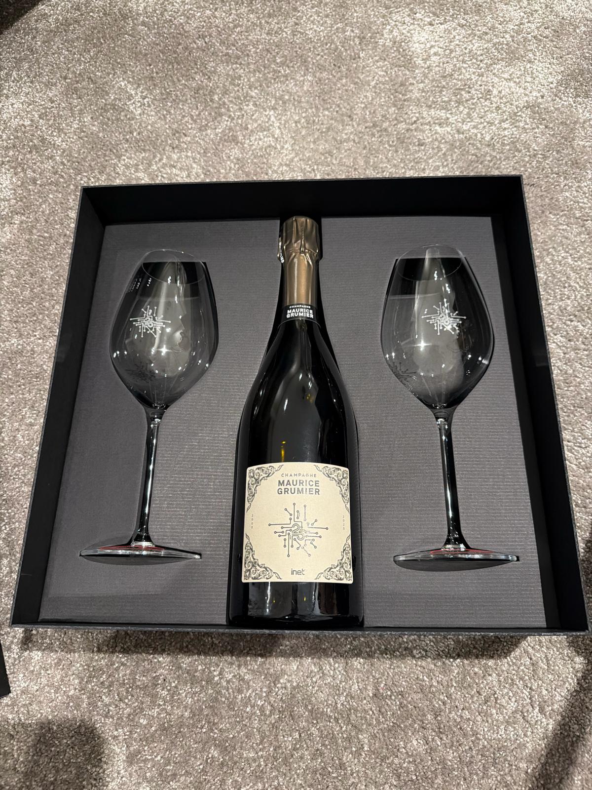 Maurice Grumier champagne och Riedel-glas i presentlåda